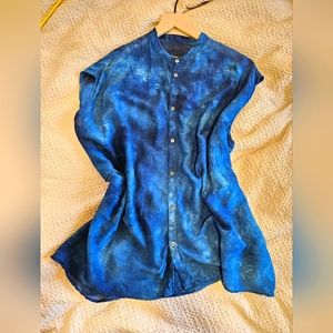 Pas de Calais x Barneys Silk Wool Indigo Blouse